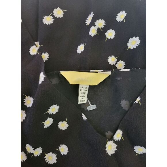 Joules Black Daisy Kyra Print Vneck Spaghetti Strap Tank Blouse Sz 8 New - Picture 4 of 5